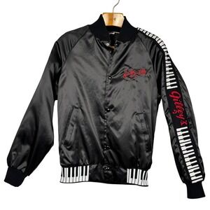Vintage Mickey Gilley Satin Bomber Jacket Piano Keys West Ark USA S